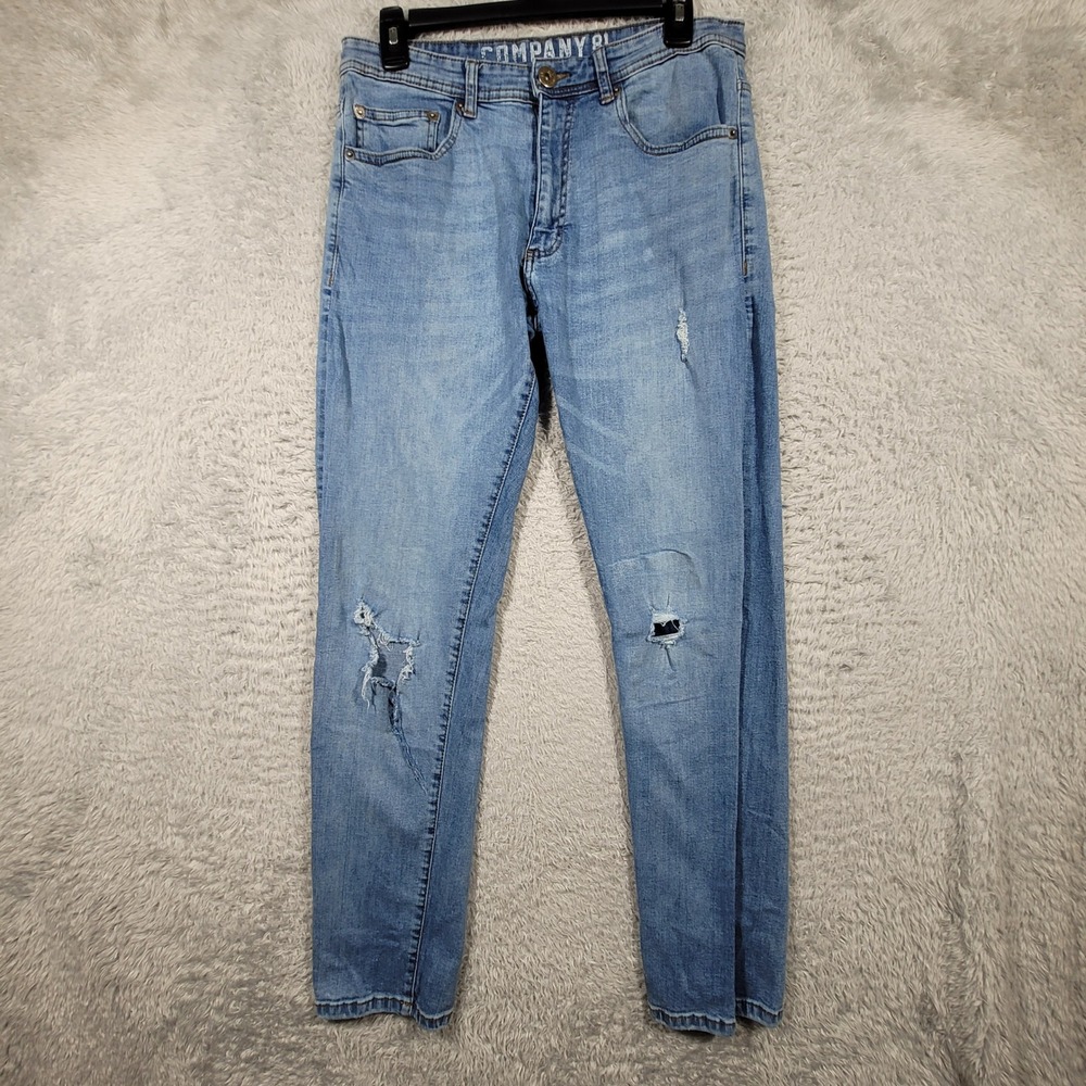 Company 81 Distressed Jeans Mens 34x32 Light Wash Slim Straight Denim RN 64866